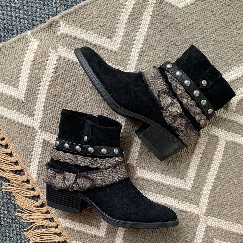 Blowfish State of Mind Black Low-Heel Ankle Booties